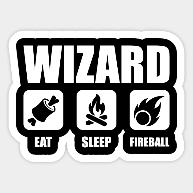 WIZARD Eat Sleep Fireball Sticker by OfficialTeeDreams